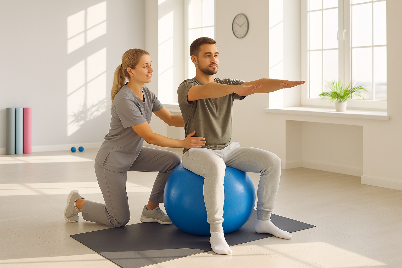 Fyzioterapeutické cvičení na míči - rehabilitace páteře a posílení core svalů